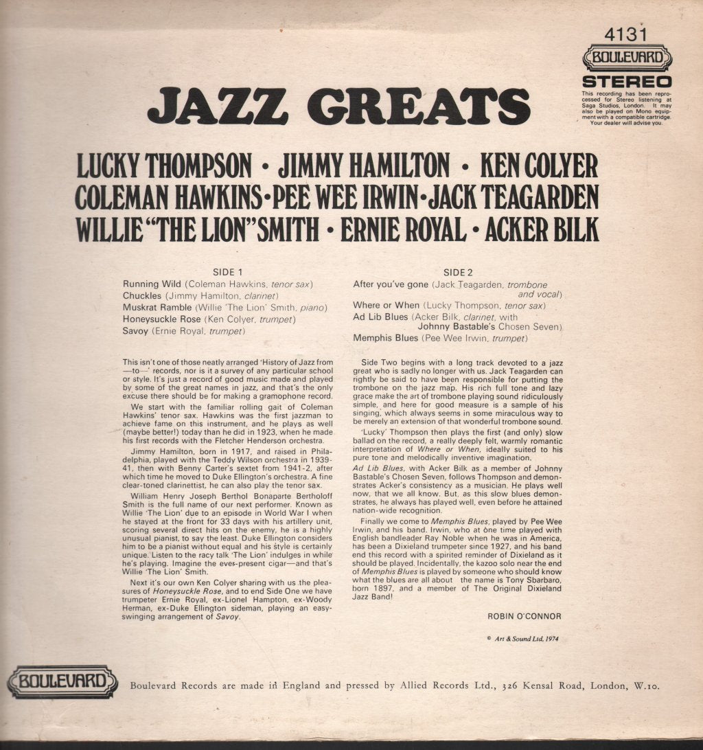 Various Artists - Jazz Greats - Lp