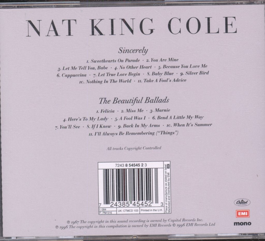 Nat King Cole - Sincerely / The Beautiful Ballads - Cd