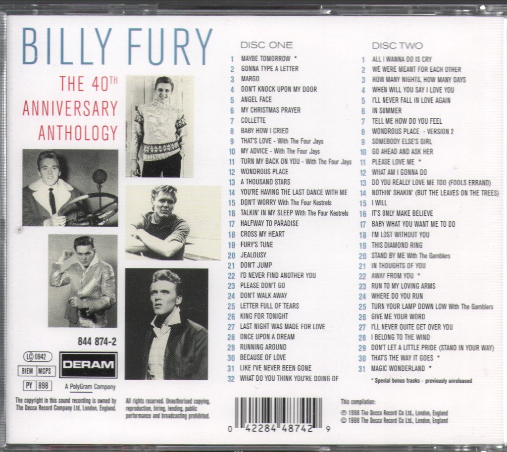 Billy Fury - 40th Anniversary Anthology - Double Cd