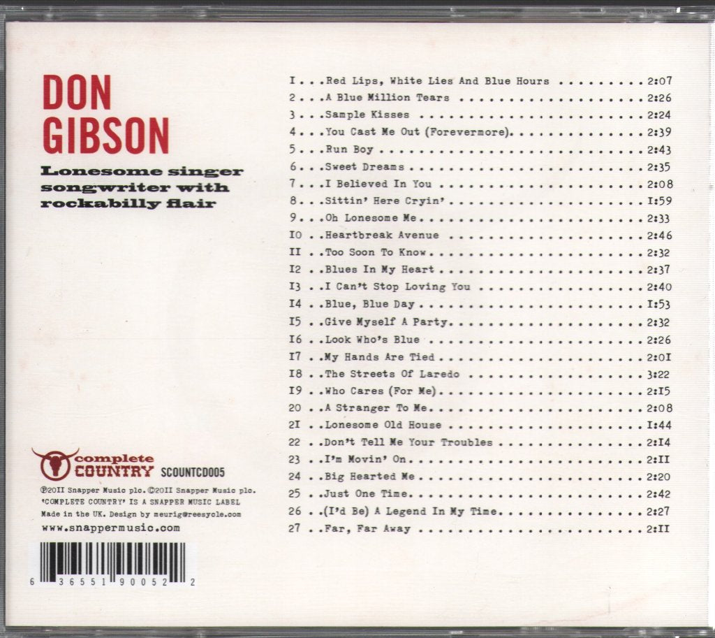 Don Gibson - Lonesome Singer Songwriter With Rockabilly Flair - Cd