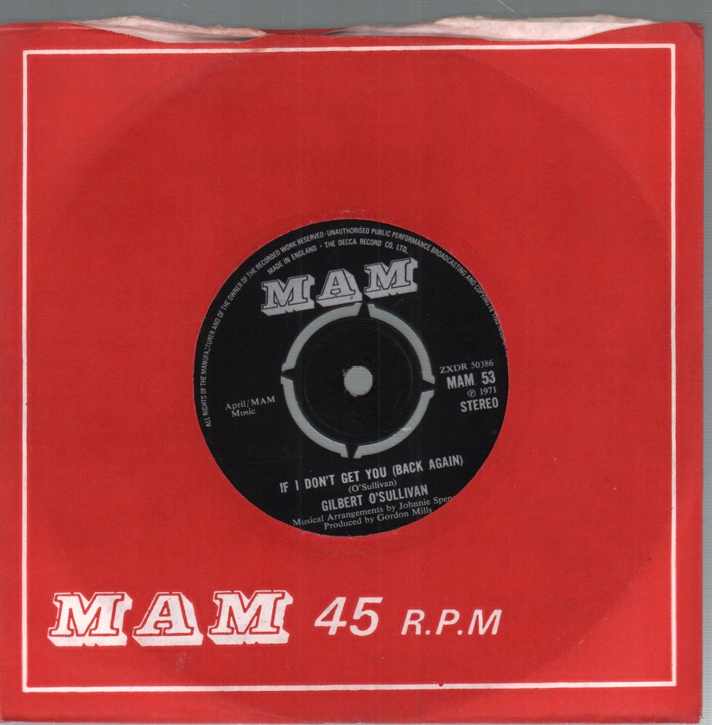 Gilbert O'Sullivan - No Matter How I Try - 7 Inch