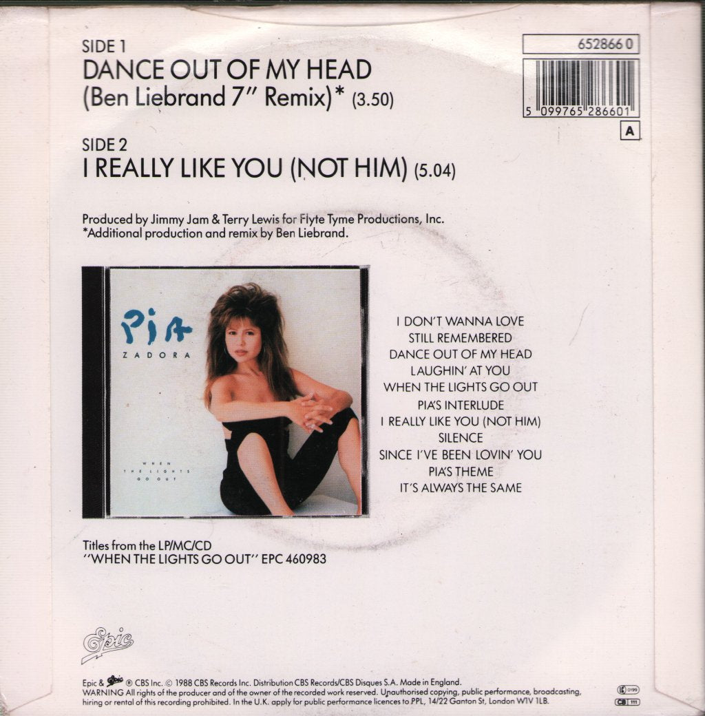 Pia Zadora - Dance Out Of My Head (Ben Liebrand 7'' Mix) - 7 Inch