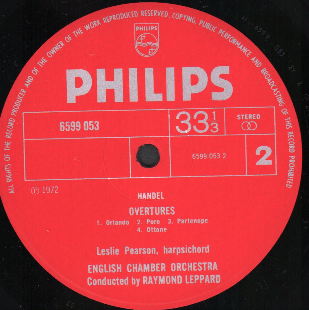 Raymond Leppard / English Chamber Orchestra - Handel's Overtures - Lp