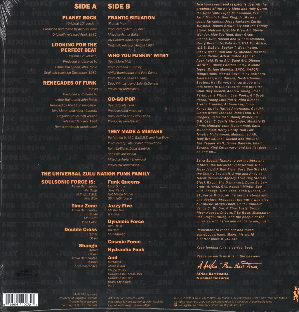 Afrika Bambaataa and Soulsonic Force - Planet Rock The Album - Lp