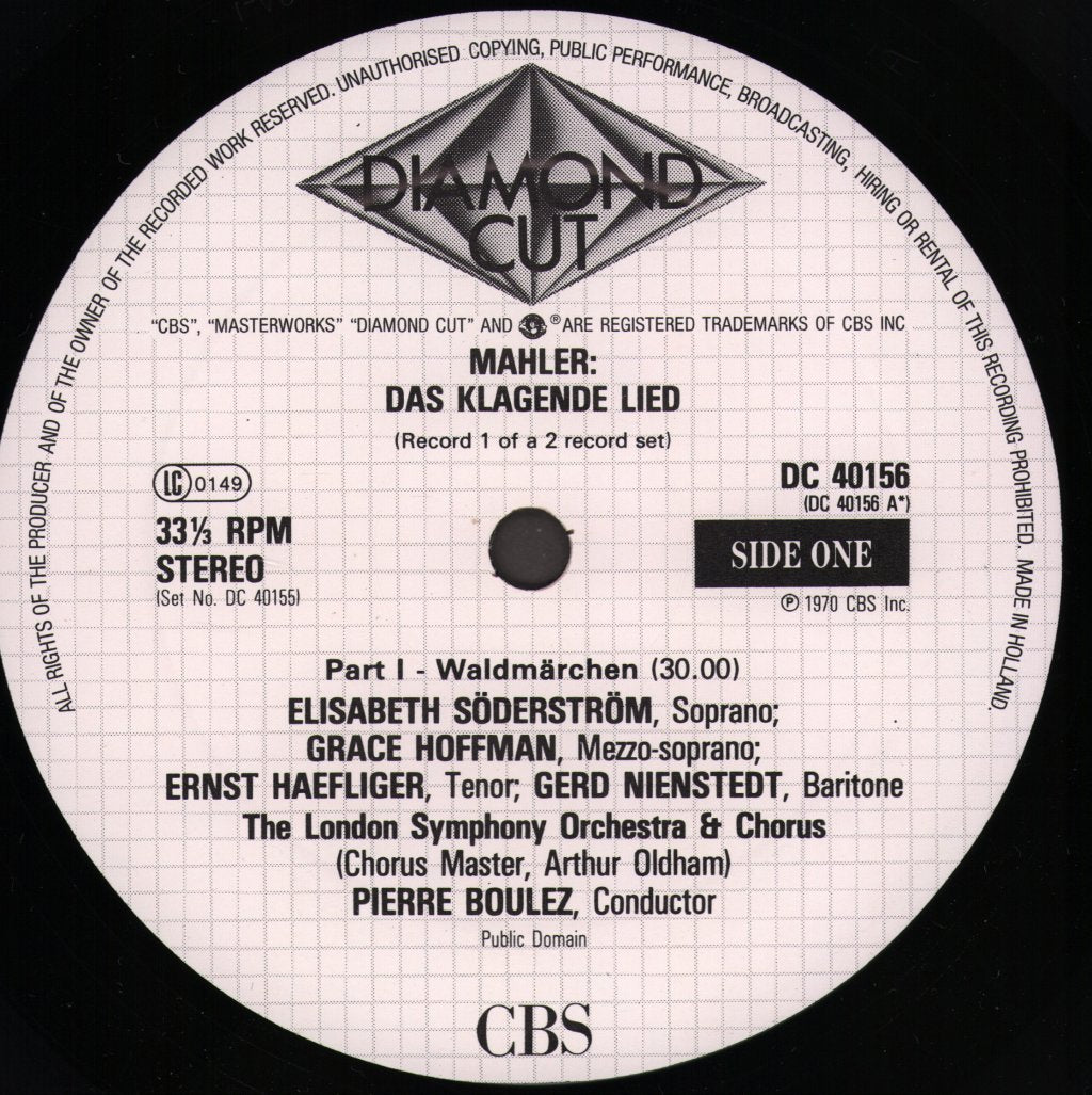 Pierre Boulez / Elisabeth Soderstrom / Grace Hoffman / London Symphony Orchestra - Mahler - Das Klagende Lied / Symphony No. 10 (Adagio ) - Double Lp