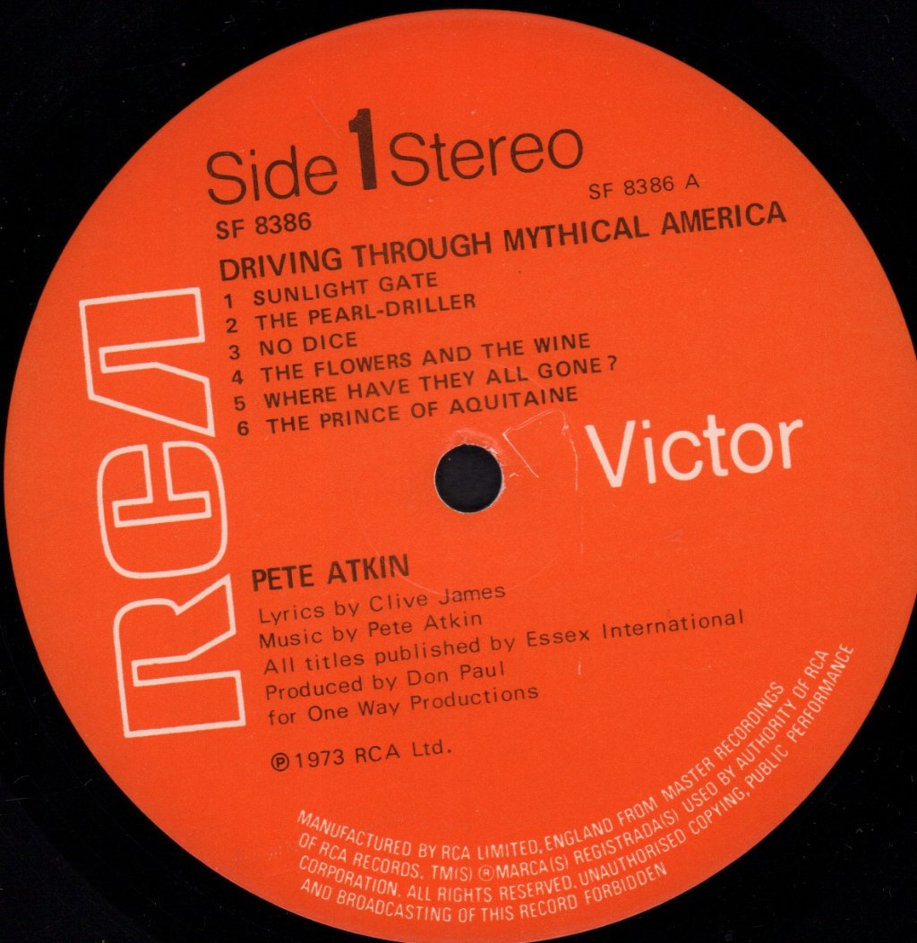 Pete Atkin - Driving Through Mythical America - Lp