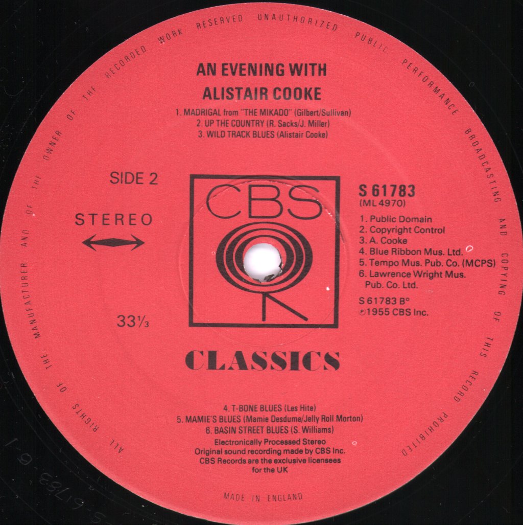 Alistair Cooke - An Evening With Alistair Cooke - Lp