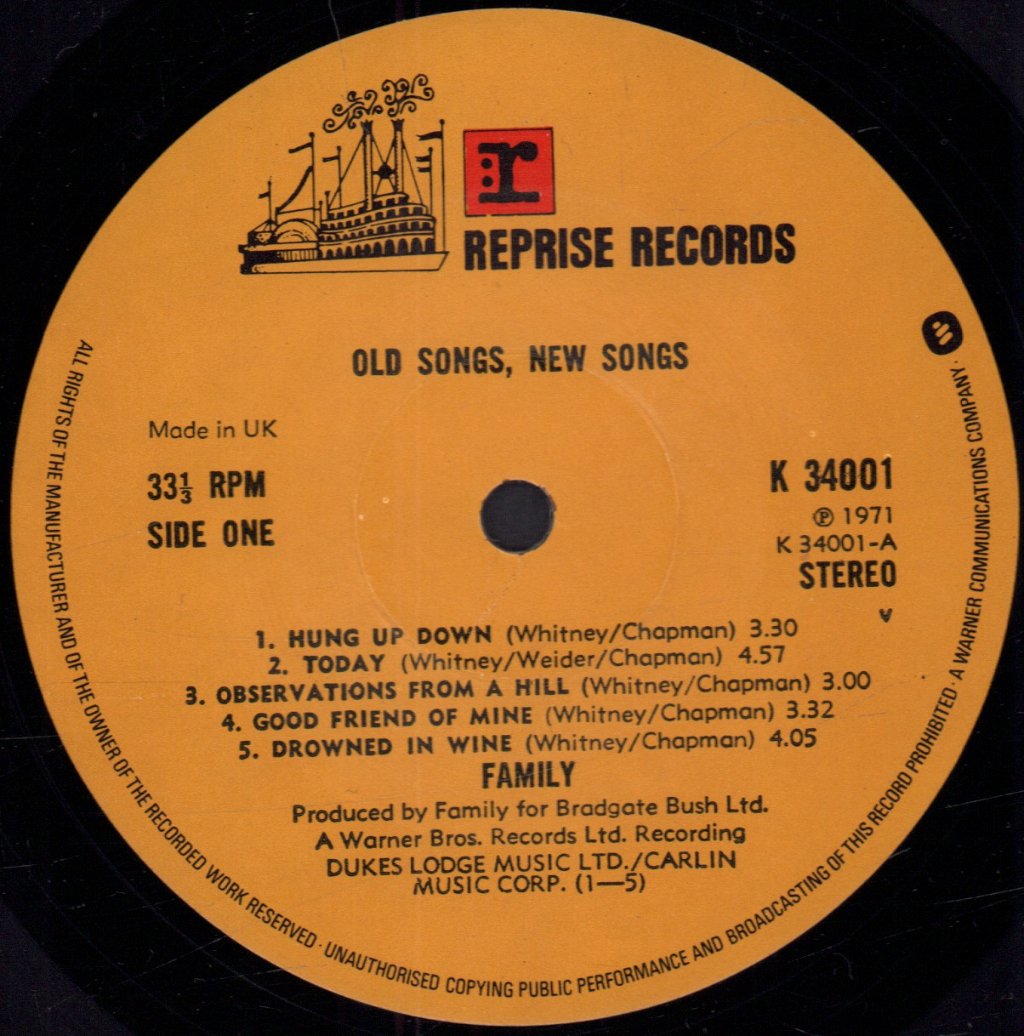 Family (Prog/Rock Group) - Old Songs New Songs - Lp