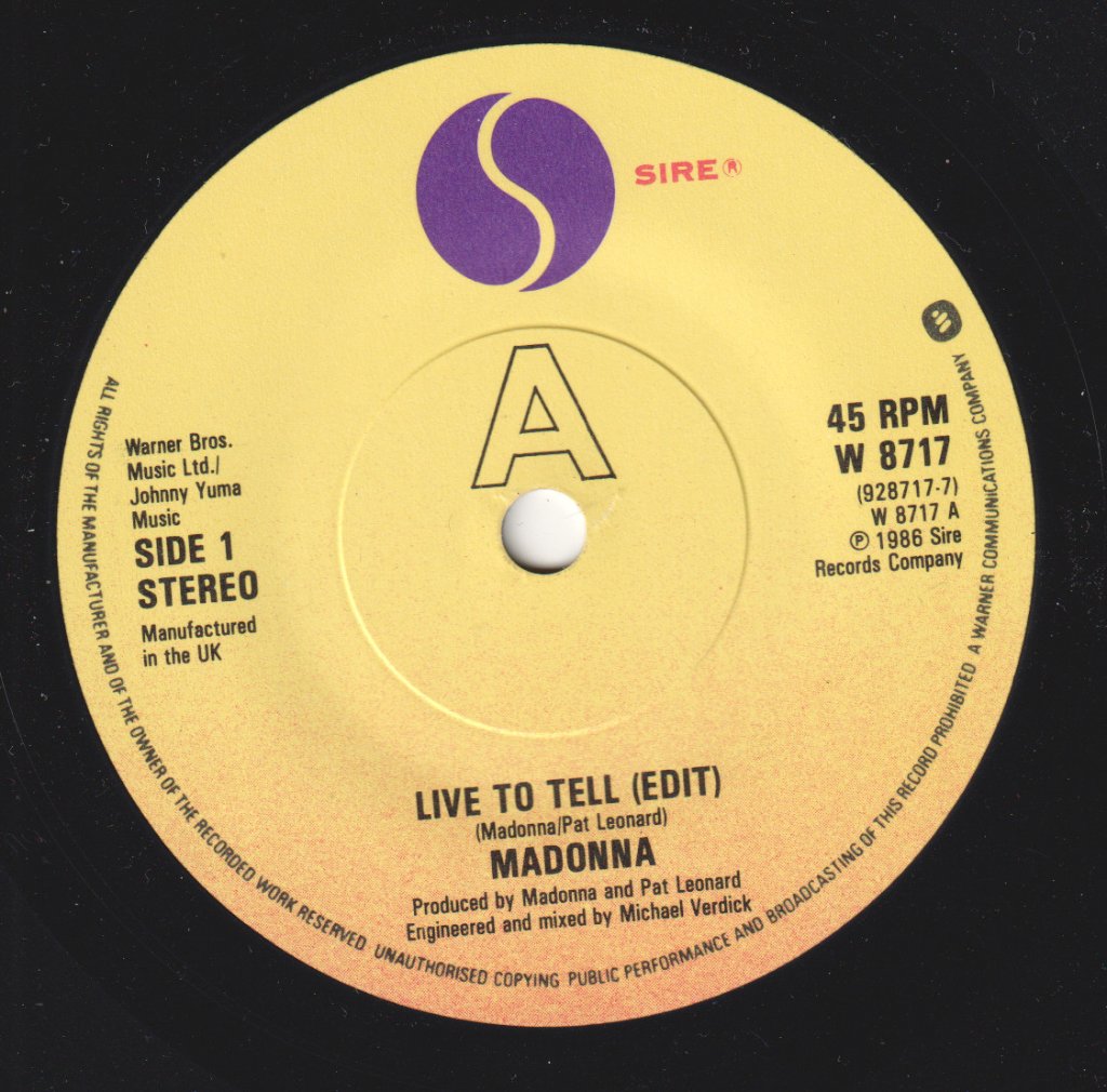 Madonna - Live To Tell - 7 Inch