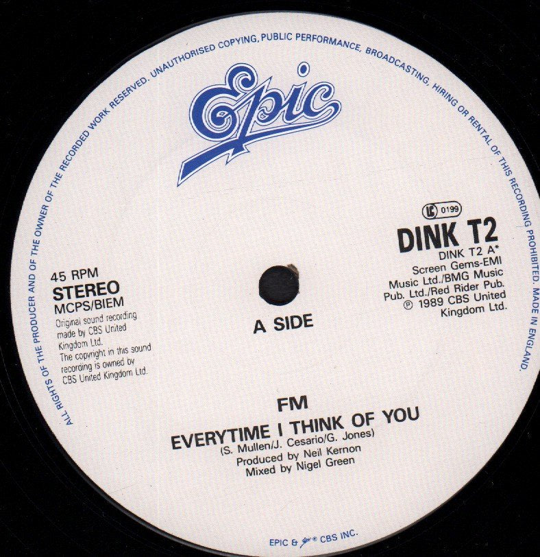 Fm (Uk Rock Group) - Everytime I Think Of You - 12 Inch