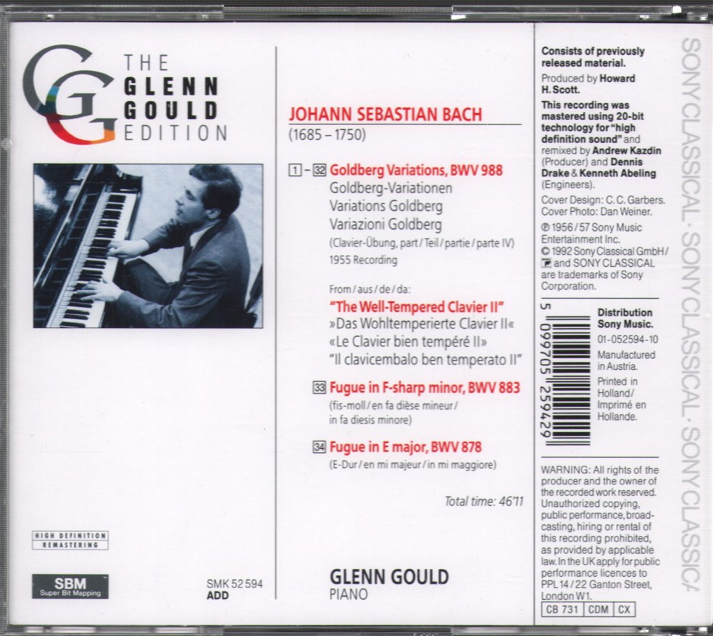 Glenn Gould - Goldberg Variations BWV 988 (The Historic 1955 Debut Recording) - Cd