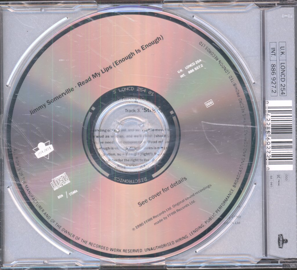 Jimmy Somerville - Read My Lips (Enough Is Enough) - Cd