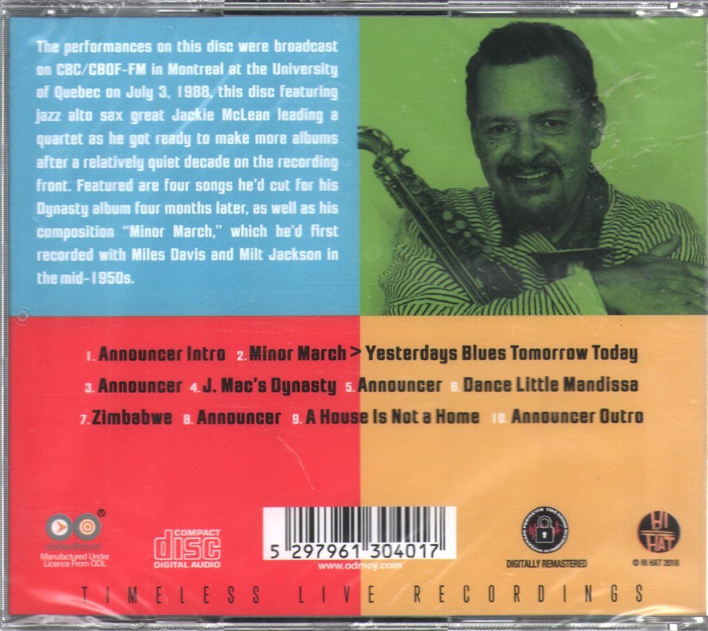 Jackie McLean Quartet - Montreal '88 - Cd
