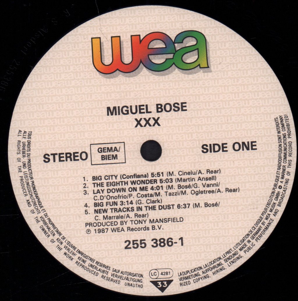 Miguel Bose - Xxx - Lp
