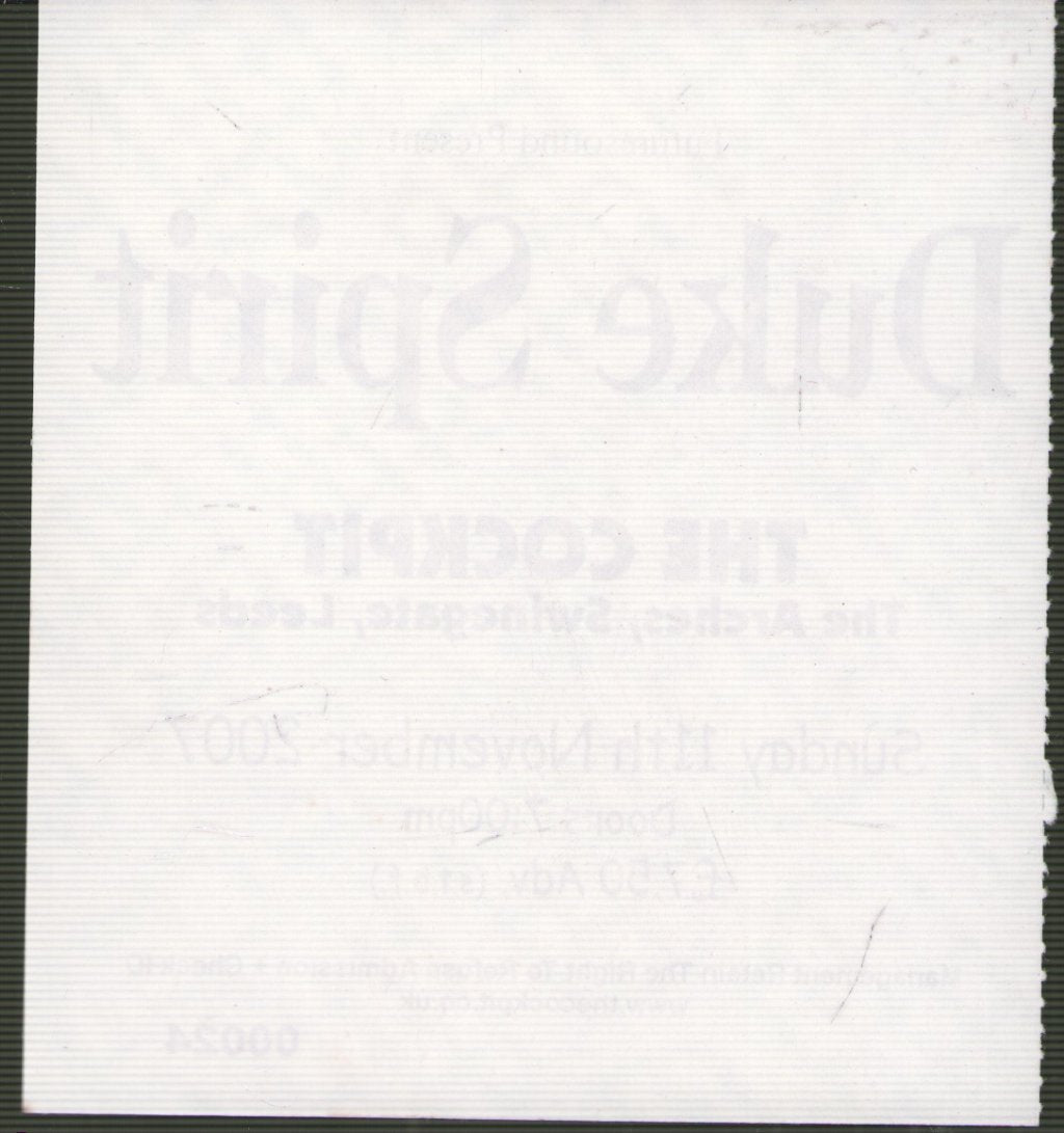 Duke Spirit - Cockpit Leeds 11/11/2007 - Ticket