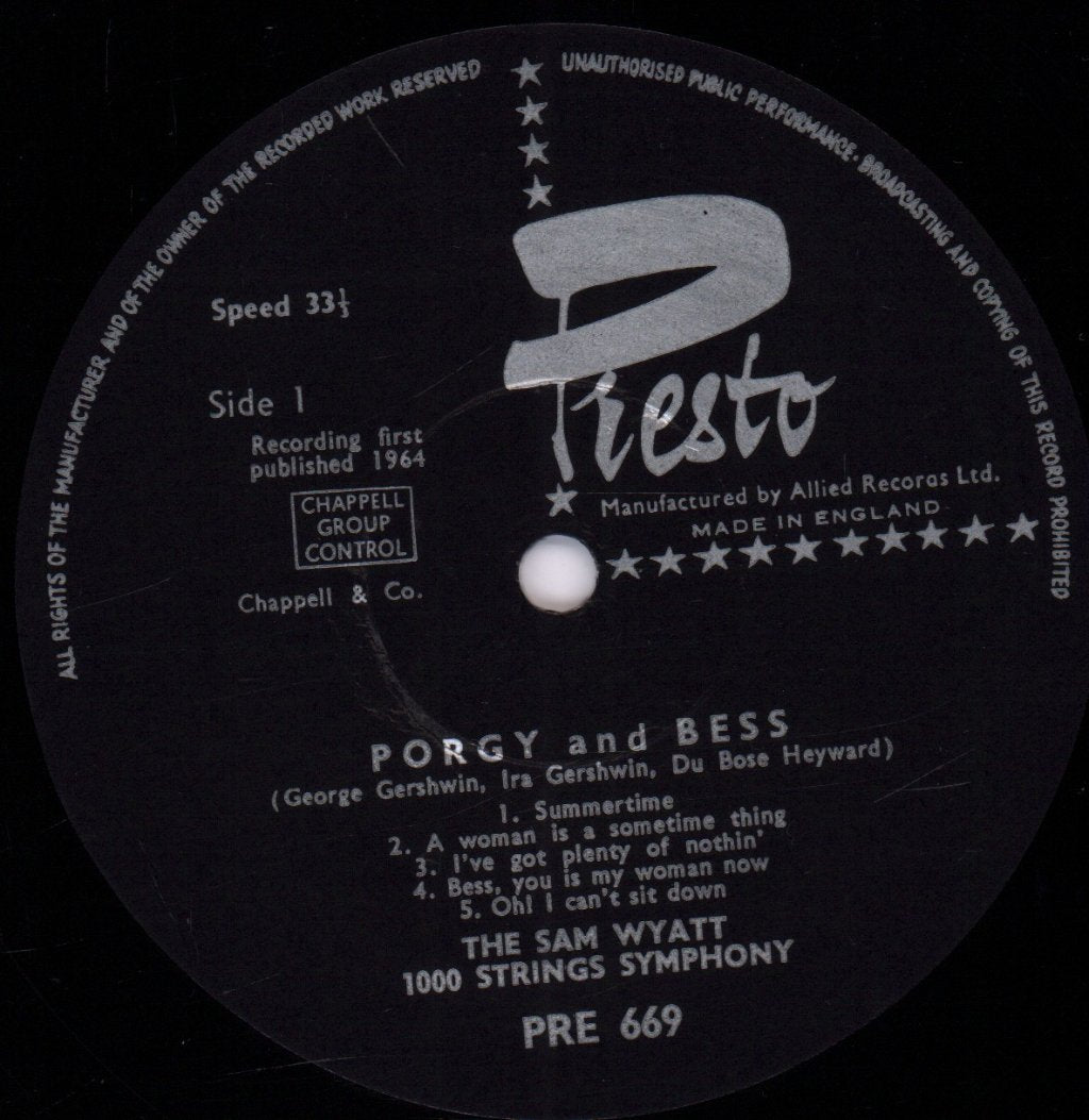 Sam Wyatt 1000 Strings Symphony - Porgy And Bess - Lp