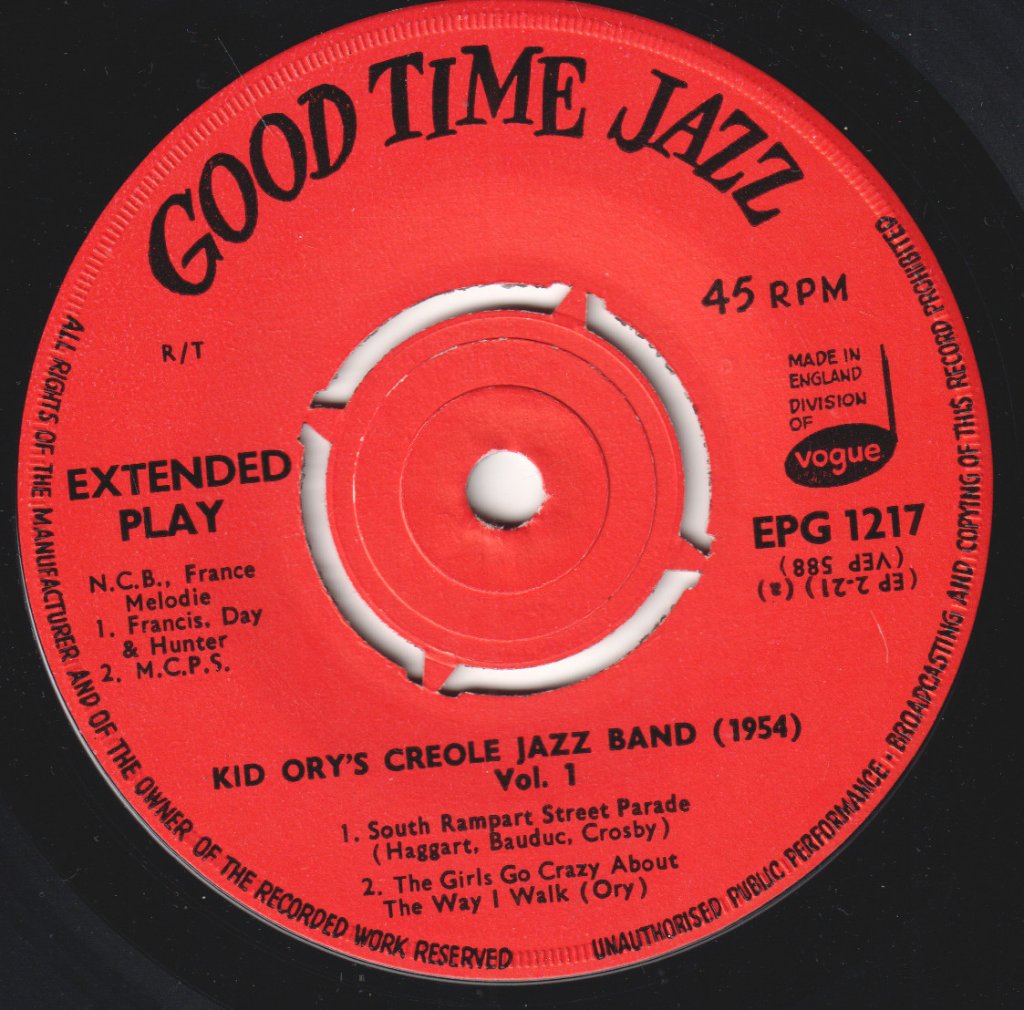Kid Ory's Creole Jazz Band - 1953 - 7 Inch