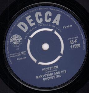 Mantovani And His Orchestra - Rickshaw - 7 Inch