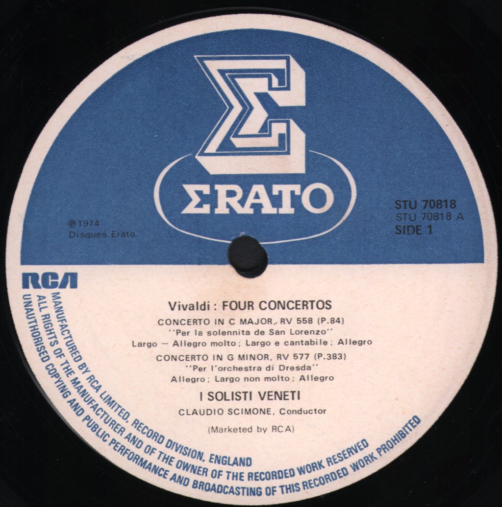 I Solisti Veneti / Claudio Scimone - Vivaldi - Four Concertos - Lp
