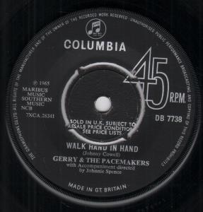 Gerry And The Pacemakers - Walk Hand In Hand - 7 Inch