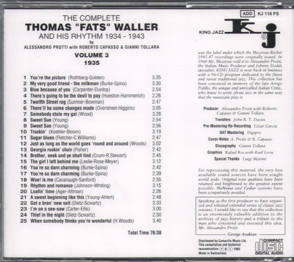 Fats Waller - Complete Thomas "Fats" Waller And His Rhythm 1934/43, Vol.3 1935 - Cd