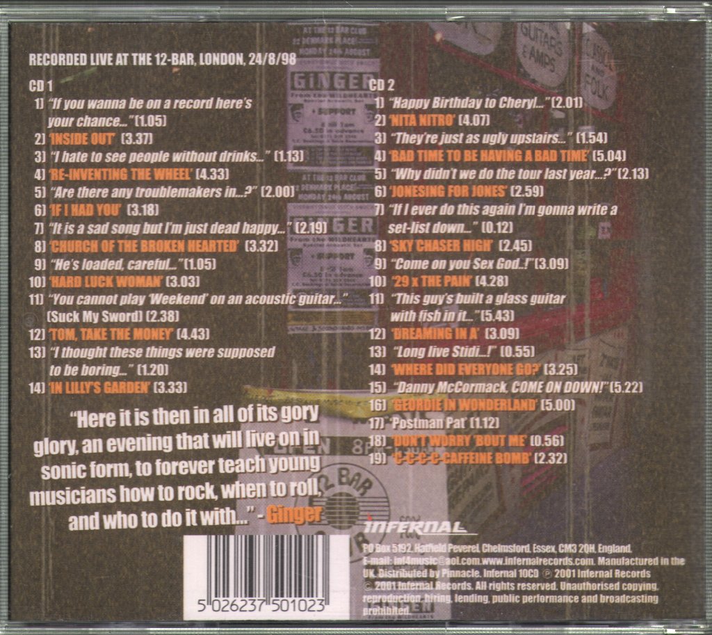 Ginger (Ex Wildhearts) - Grievous Acoustic Behaviour (Live At The 12 Bar) - Double Cd