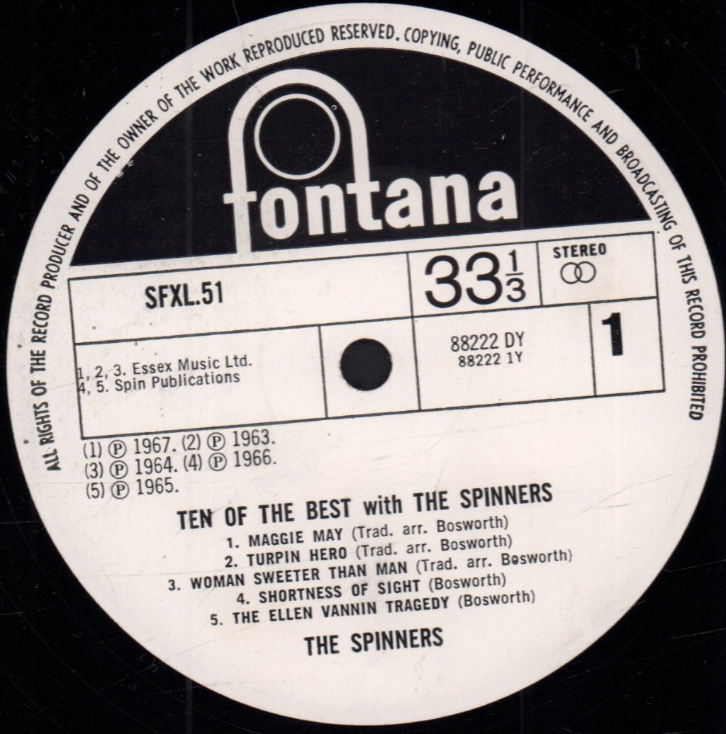 Spinners (Folk Group) - Ten Of The Best - Lp