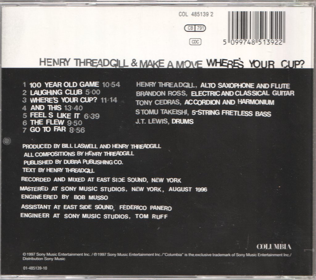 Henry Threadgill & Make A Move - Where's Your Cup? - Cd
