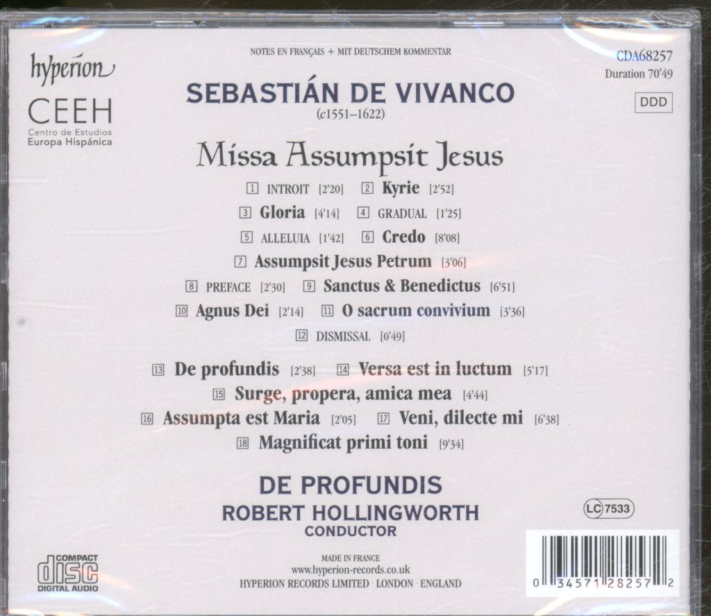 De Profundis, Robert Hollingworth - Sebastián De Vivanco - Missa Assumpsit Jesus - Cd