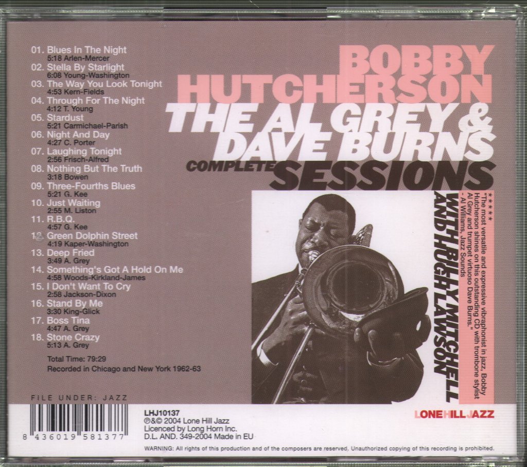 Bobby Hutcherson - Al Grey & Dave Burns Sessions - Cd