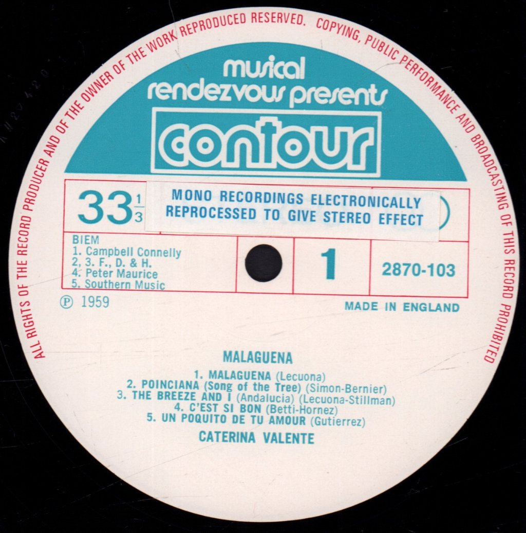 Caterina Valente - Malagueña - Lp