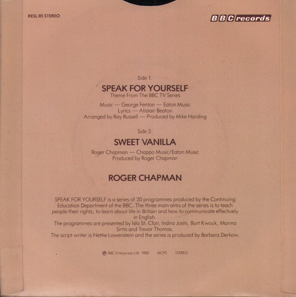 Roger Chapman - Speak For Yourself - 7 Inch