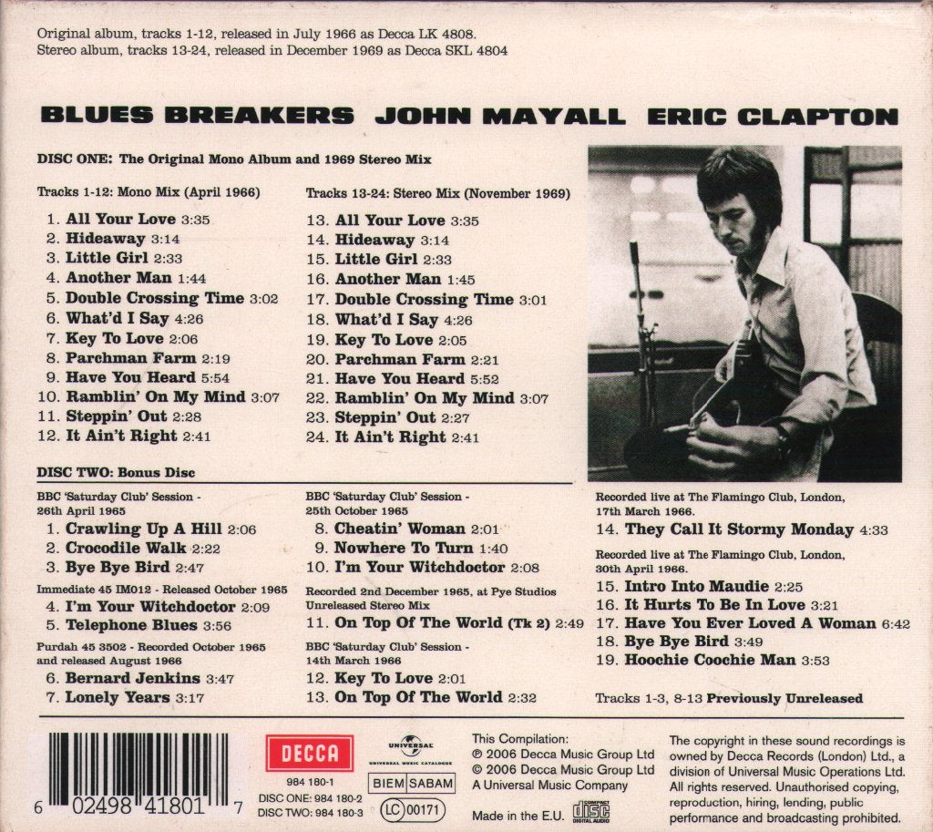 John Mayall With Eric Clapton - Blues Breakers - Cd Set