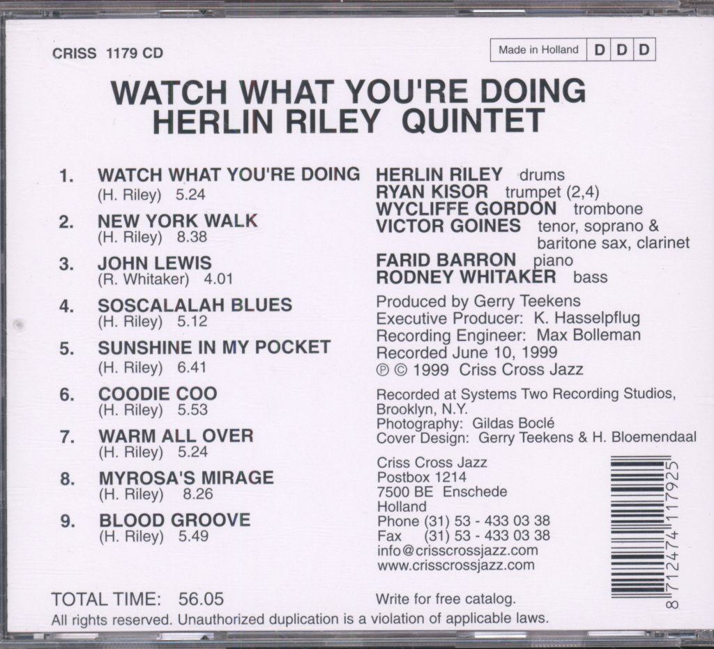 Herlin Riley Quintet - Watch What You're Doing - Cd