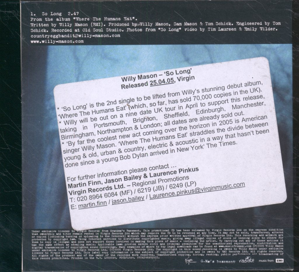 Willy Mason - So Long - Cd