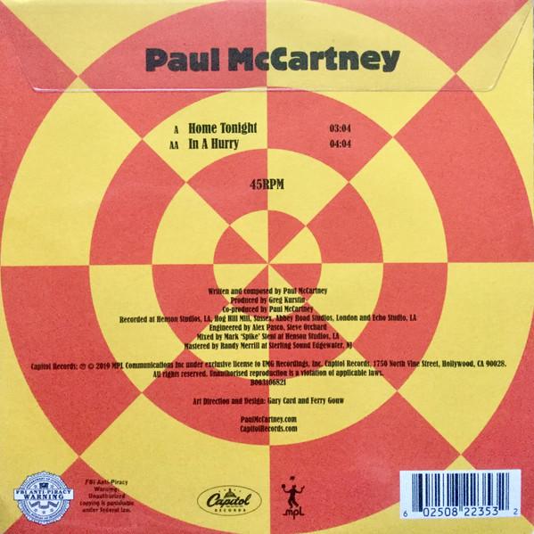 Paul McCartney - Home Tonight / In A Hurry - 7 Inch