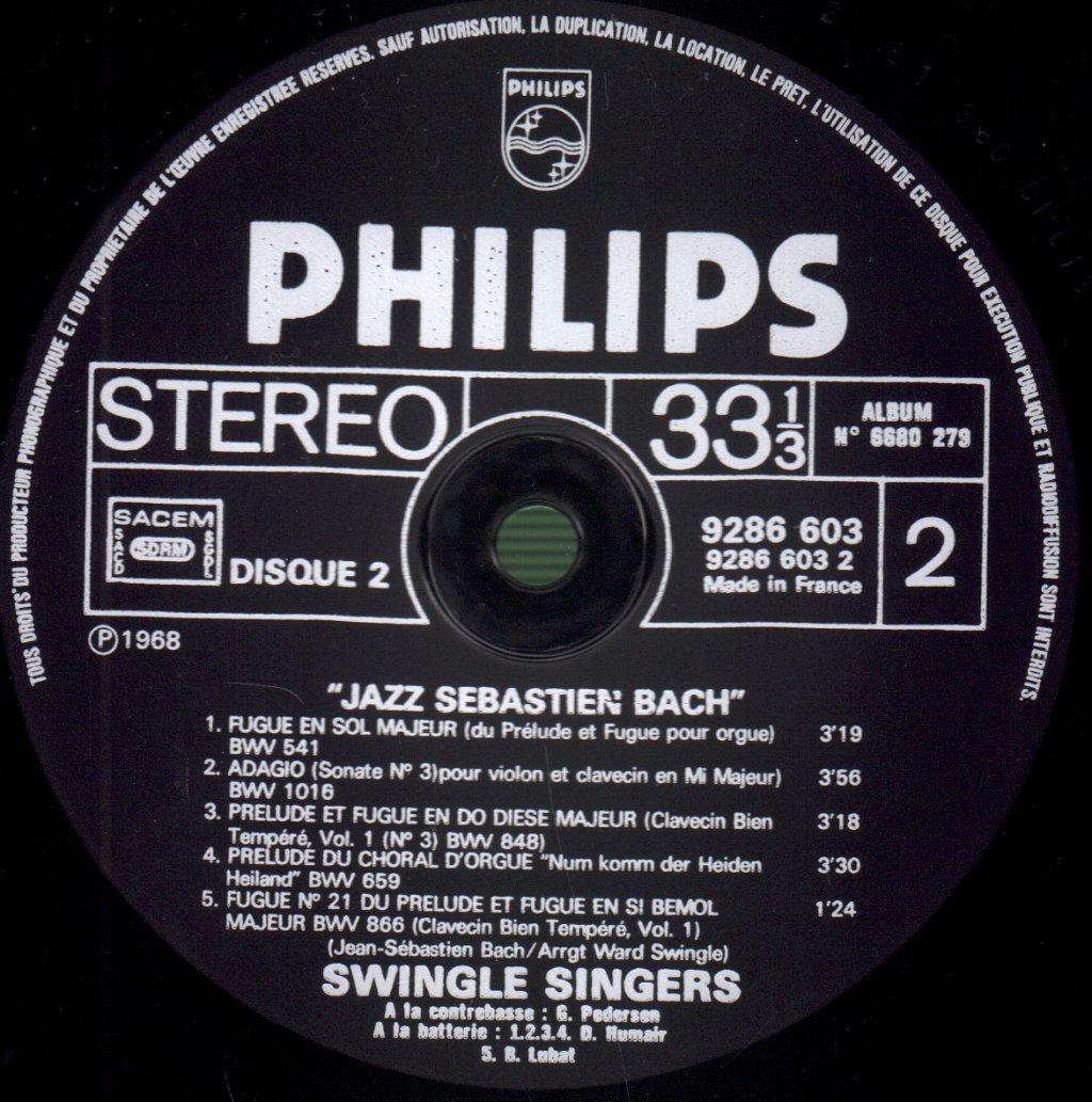 Les Swingle Singers - Jazz Sebastien Bach - Double Lp