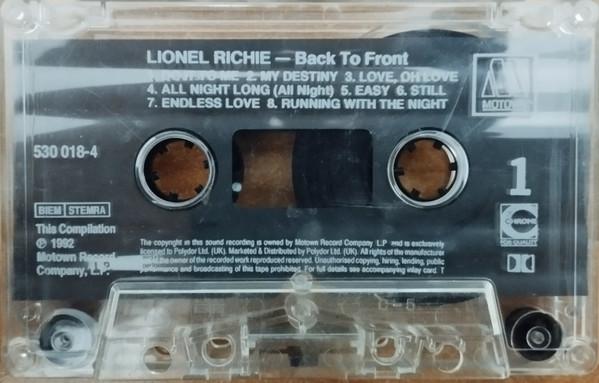 Lionel Richie - Back To Front - Cassette