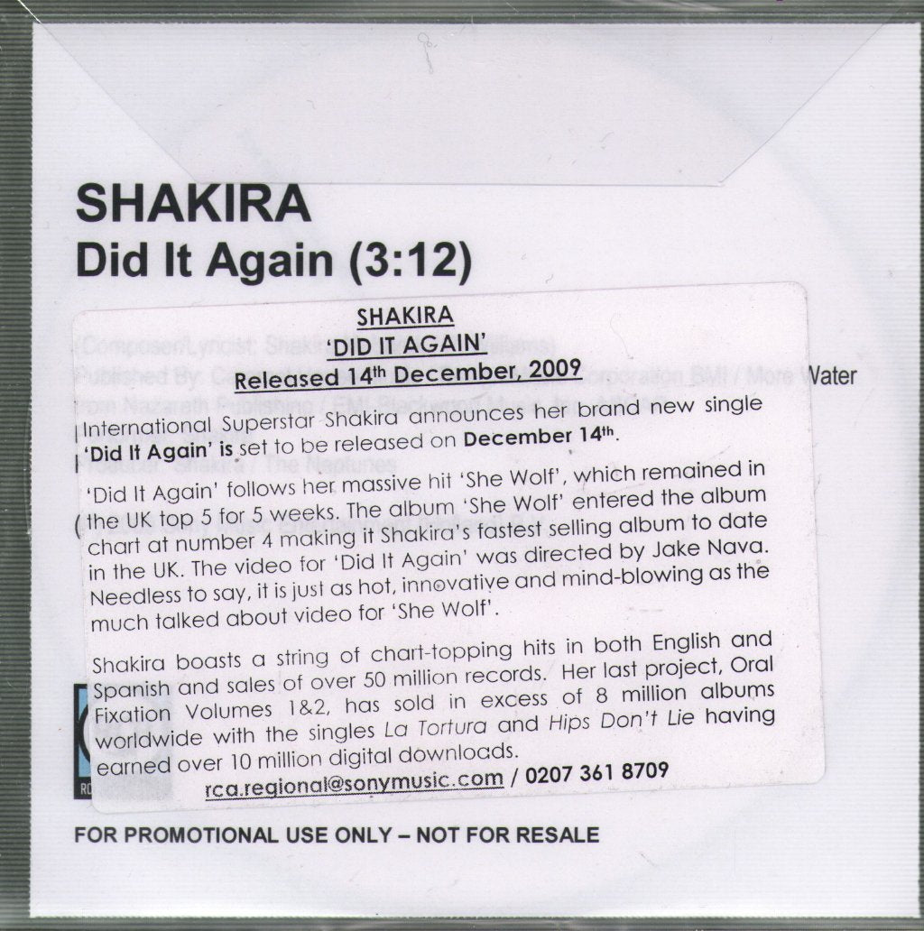 Shakira - Did It Again - Cdr