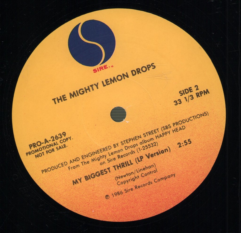 Mighty Lemon Drops - My Biggest Thrill - 12 Inch