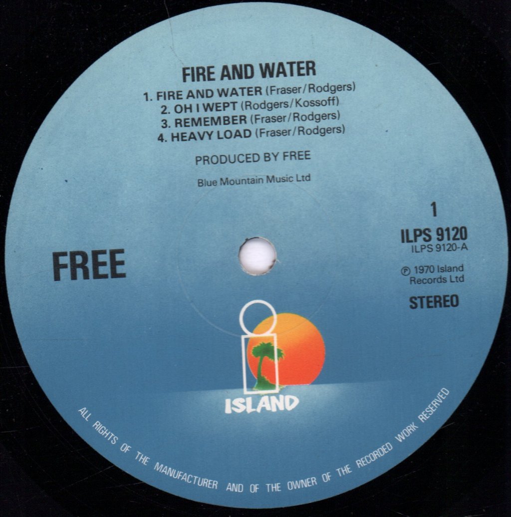 Free (Blues/Rock Group) - Fire And Water - Lp