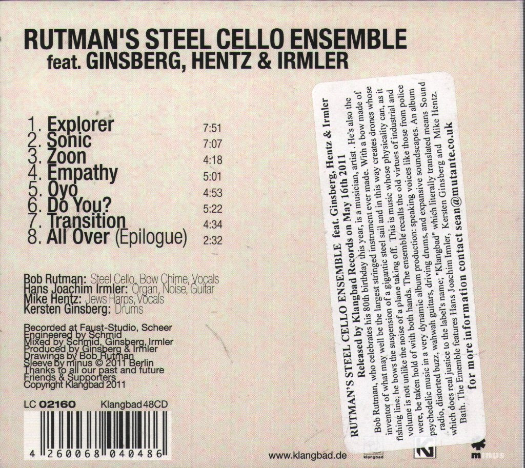 Robert Rutman - Rutman Ginsberg Hentz Irmler - Cd