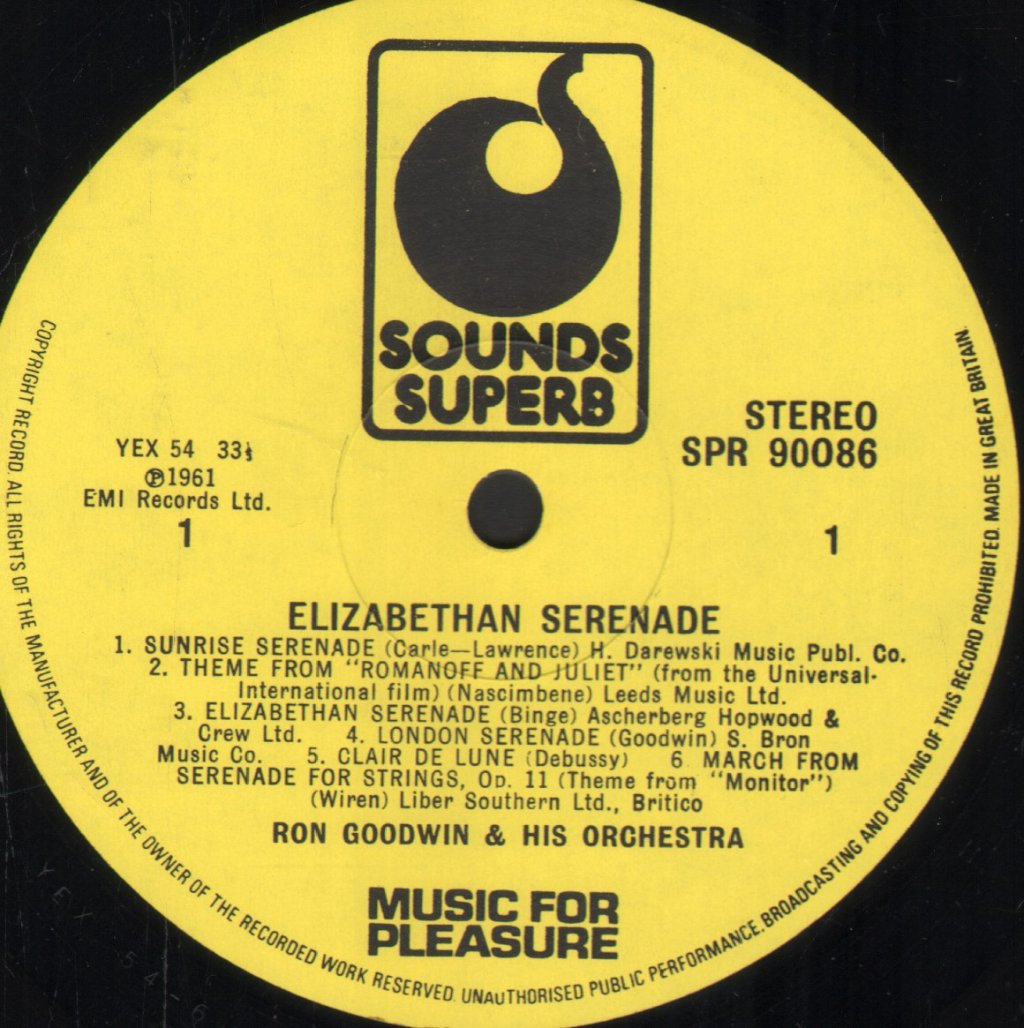 Ron Goodwin And His Orchestra - Elizabethan Serenade - Lp