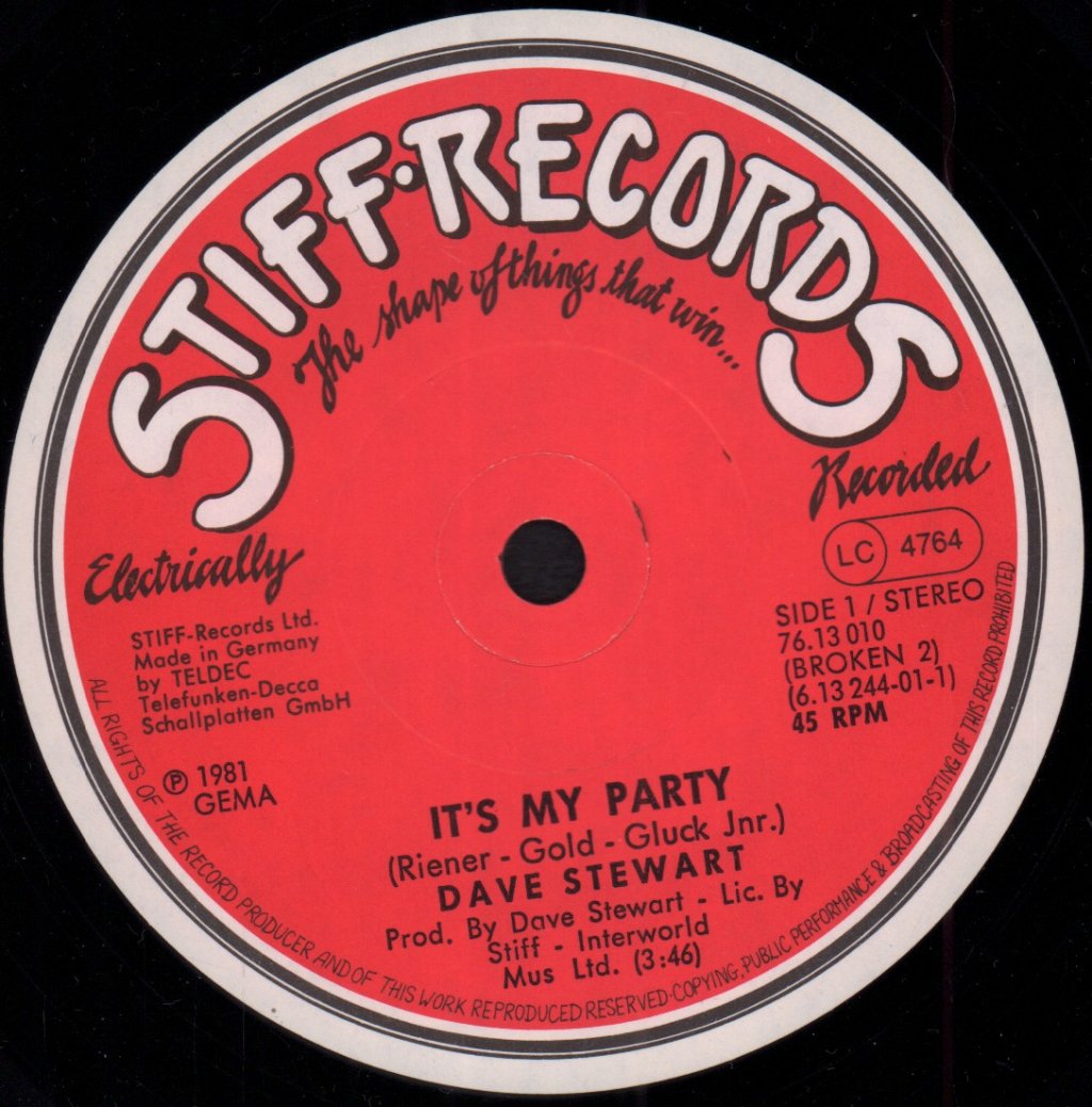 Dave Stewart And Barbara Gaskin - It's My Party - 7 Inch