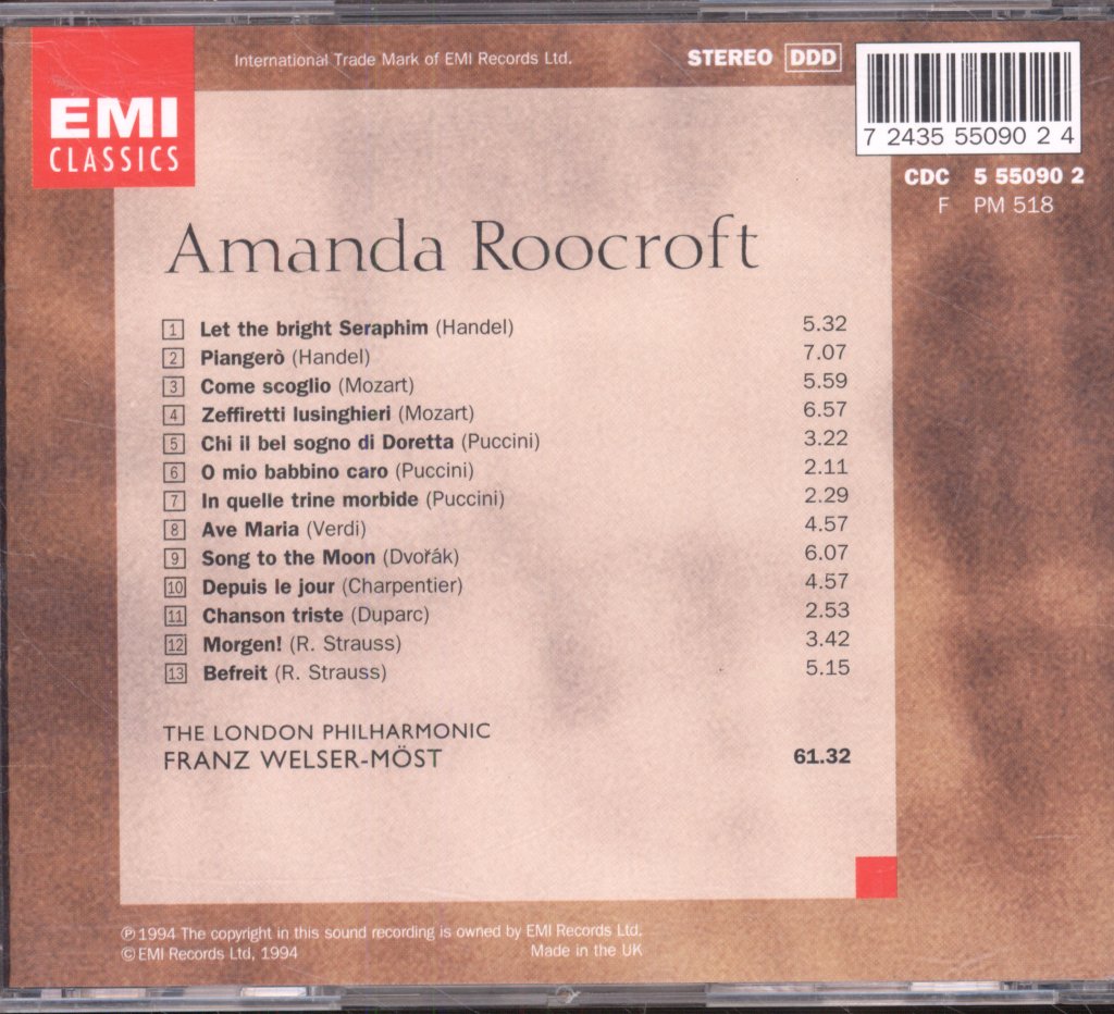 Amanda Roocroft, Franz Welser-Möst, The London Philharmonic - Amanda Roocroft - Cd