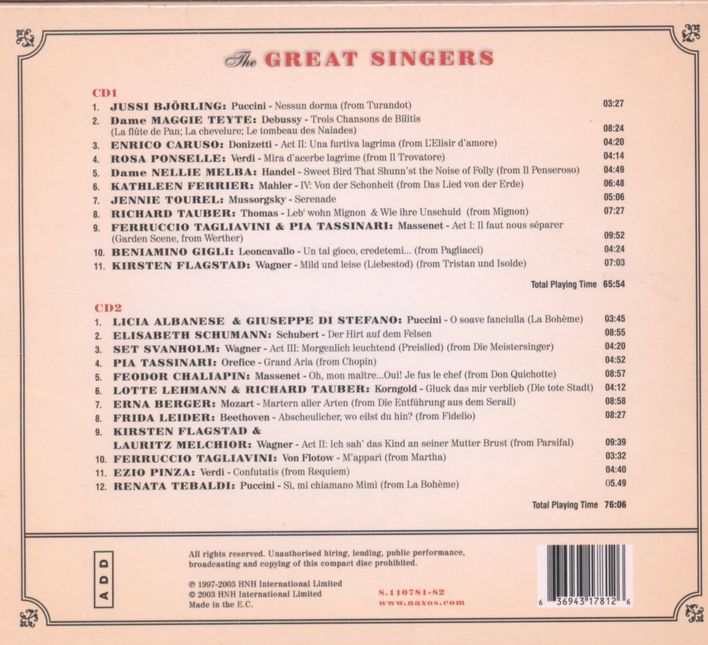 Various Artists - Great Singers - Double Cd