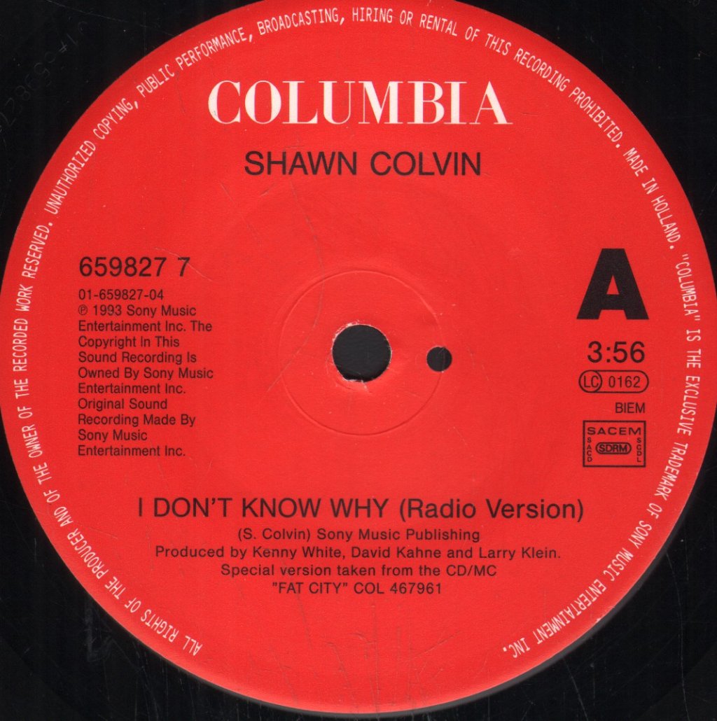 Shawn Colvin - I Don't Know Why - 7 Inch