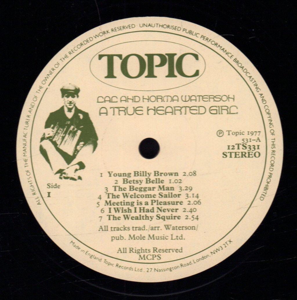 Lal And Norma Waterson - A True Hearted Girl - Lp