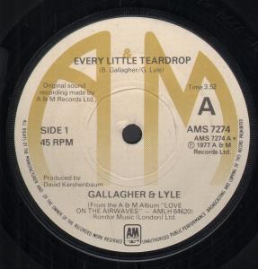 Gallagher And Lyle - Every Little Teardrop - 7 Inch