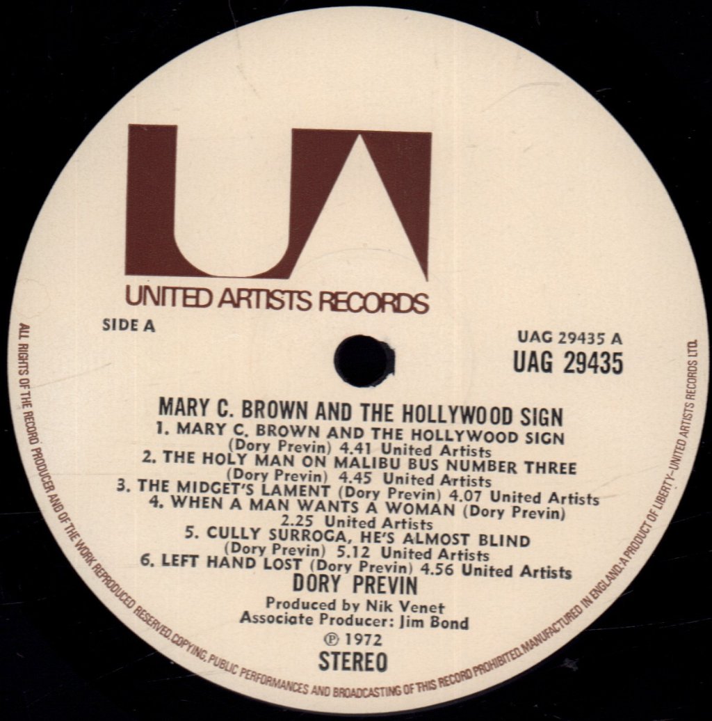 Dory Previn - Mary C Brown And The Hollywood Sign - Lp